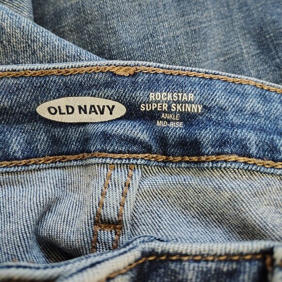 Old Navy Rockstar Button Fly Ankle Sz 0 Women's Skinny Mid Rise Stretch Jeans - Picture 3 of 4